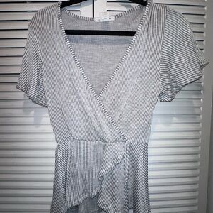Caution To The Wind Gray Ribbed Top